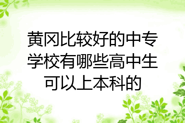 黄冈比较好的中专学校有哪些高中生可以上本科的