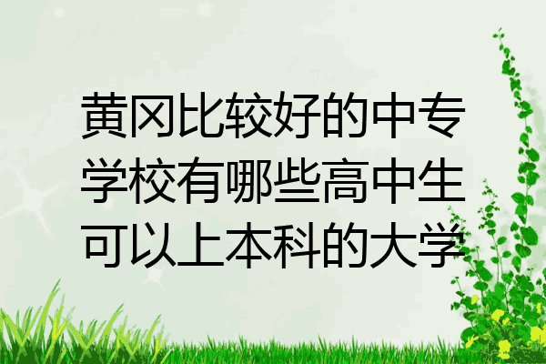 黄冈比较好的中专学校有哪些高中生可以上本科的大学