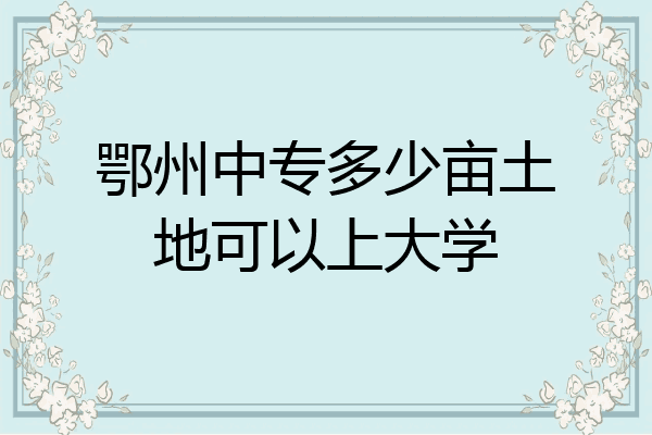 鄂州中专多少亩土地可以上大学