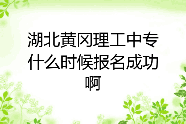 湖北黄冈理工中专什么时候报名成功啊
