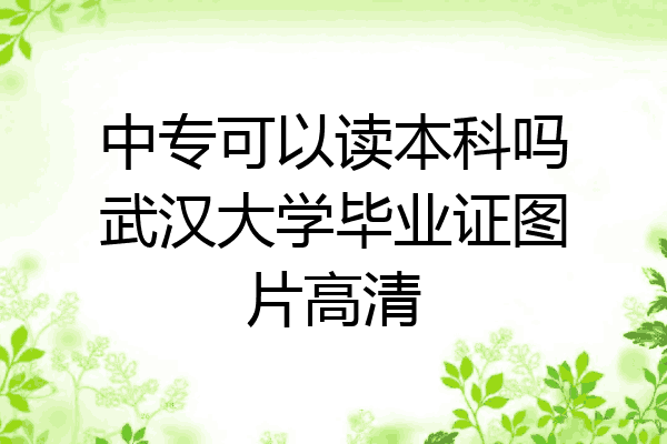 中专可以读本科吗武汉大学毕业证图片高清