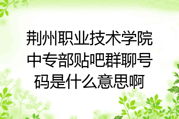 荆州职业技术学院中专部贴吧群聊号码是什么意思啊