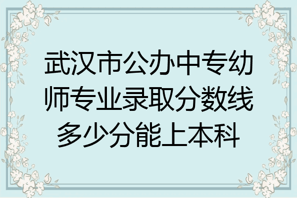 武汉市公办中专幼师专业录取分数线多少分能上本科