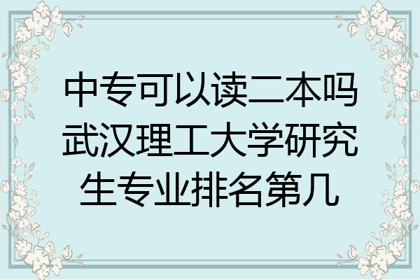 中专可以读二本吗武汉理工大学研究生专业排名第几