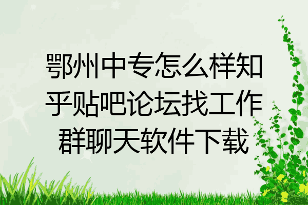 鄂州中专怎么样知乎贴吧论坛找工作群聊天软件下载