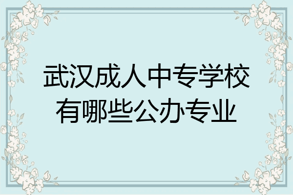 武汉成人中专学校有哪些公办专业