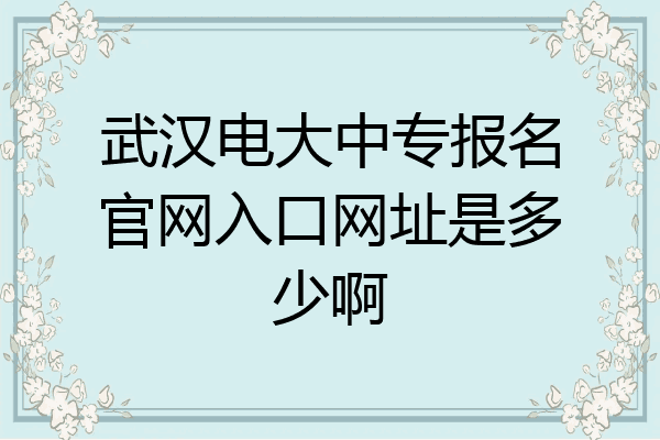 武汉电大中专报名官网入口网址是多少啊
