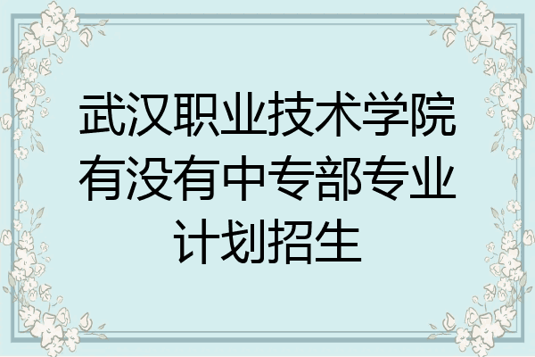 武汉职业技术学院有没有中专部专业计划招生
