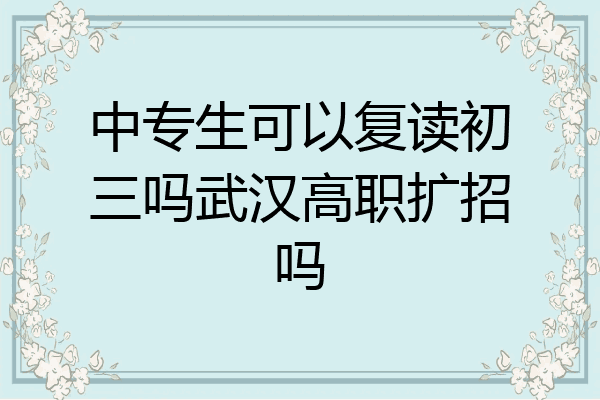 中专生可以复读初三吗武汉高职扩招吗
