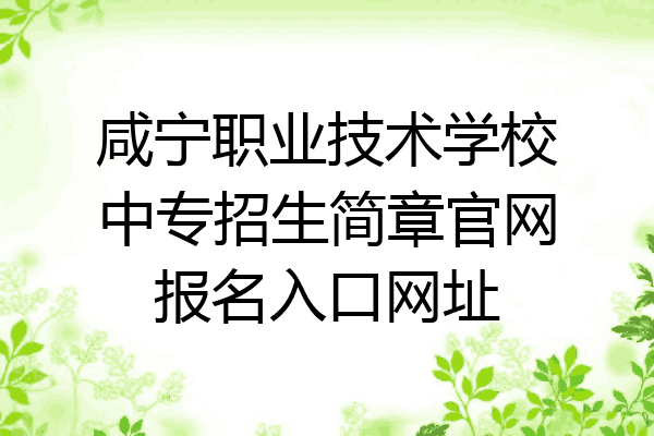 咸宁职业技术学校中专招生简章官网报名入口网址