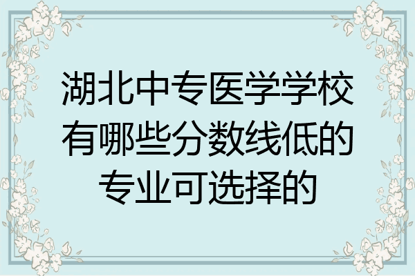 湖北中专医学学校有哪些分数线低的专业可选择的