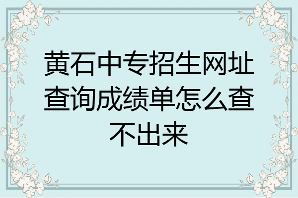 黄石中专招生网址查询成绩单怎么查不出来
