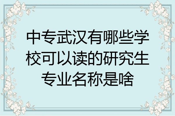 中专武汉有哪些学校可以读的研究生专业名称是啥