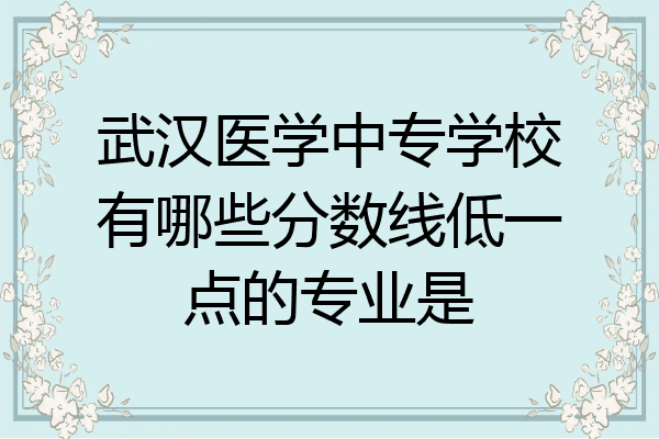 武汉医学中专学校有哪些分数线低一点的专业是
