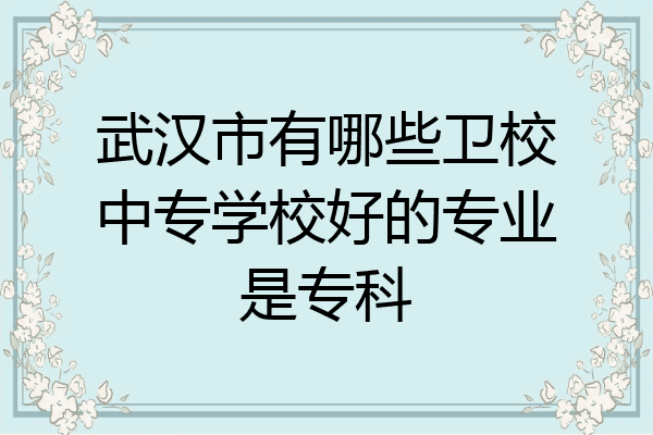 武汉市有哪些卫校中专学校好的专业是专科