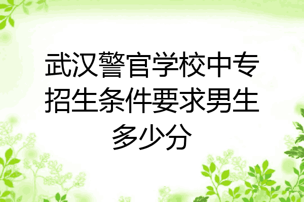 武汉警官学校中专招生条件要求男生多少分