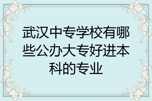 武汉中专学校有哪些公办大专好进本科的专业