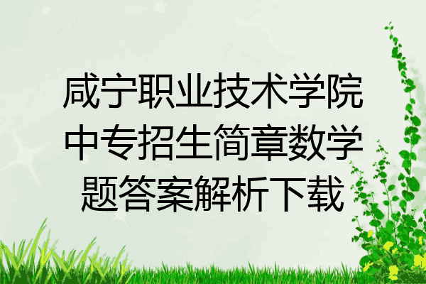 咸宁职业技术学院中专招生简章数学题答案解析下载