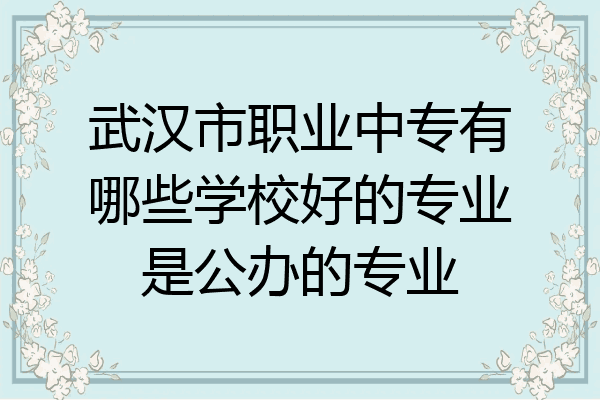 武汉市职业中专有哪些学校好的专业是公办的专业
