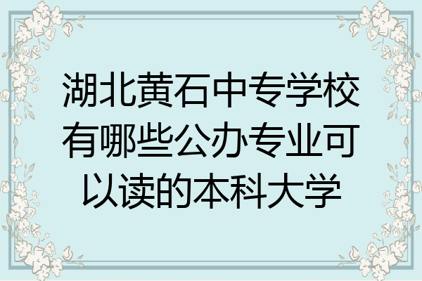 湖北黄石中专学校有哪些公办专业可以读的本科大学