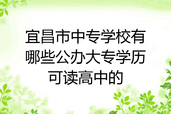宜昌市中专学校有哪些公办大专学历可读高中的