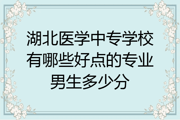 湖北医学中专学校有哪些好点的专业男生多少分