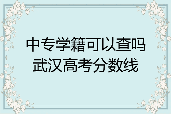 中专学籍可以查吗武汉高考分数线