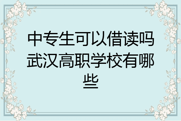 中专生可以借读吗武汉高职学校有哪些