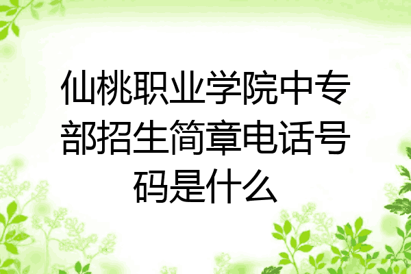 仙桃职业学院中专部招生简章电话号码是什么