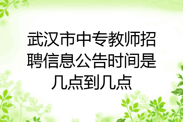 武汉市中专教师招聘信息公告时间是几点到几点