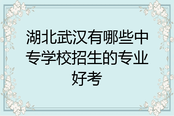 湖北武汉有哪些中专学校招生的专业好考