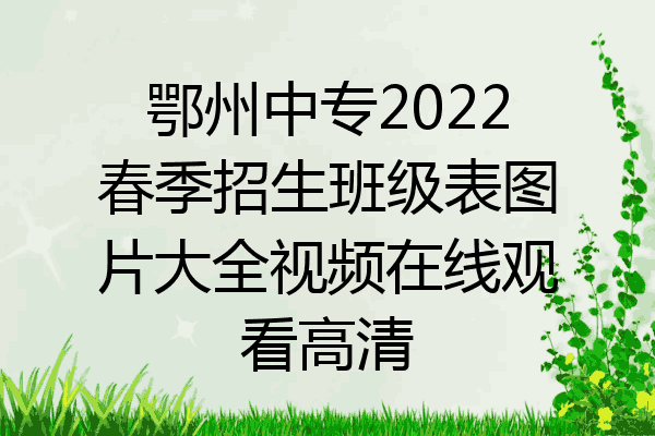 鄂州中专2022春季招生班级表图片大全视频在线观看高清