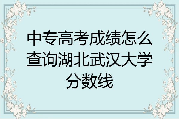中专高考成绩怎么查询湖北武汉大学分数线