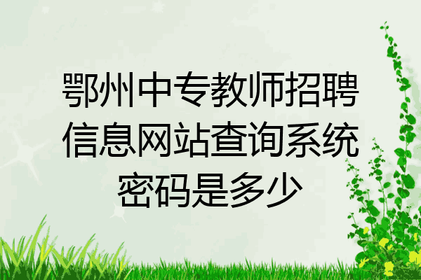 鄂州中专教师招聘信息网站查询系统密码是多少
