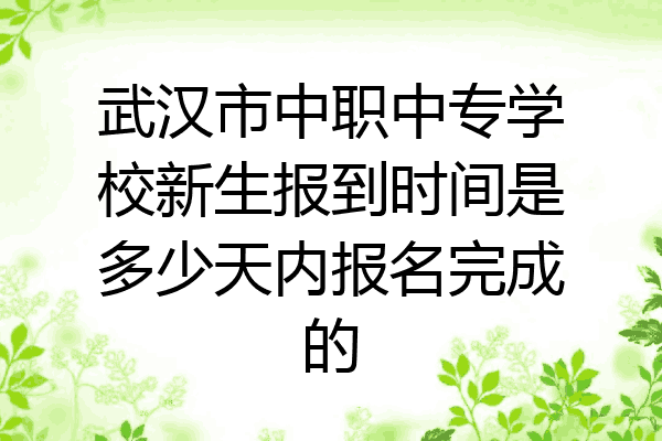 武汉市中职中专学校新生报到时间是多少天内报名完成的