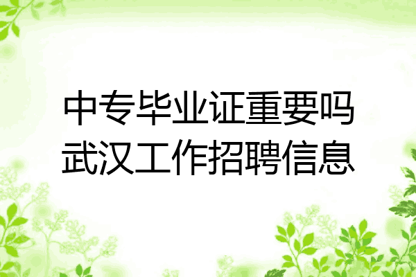 中专毕业证重要吗武汉工作招聘信息