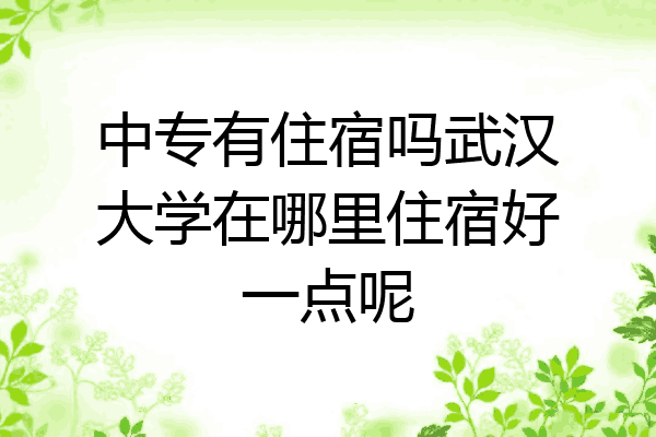 中专有住宿吗武汉大学在哪里住宿好一点呢