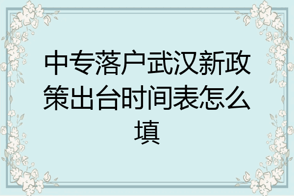 中专落户武汉新政策出台时间表怎么填