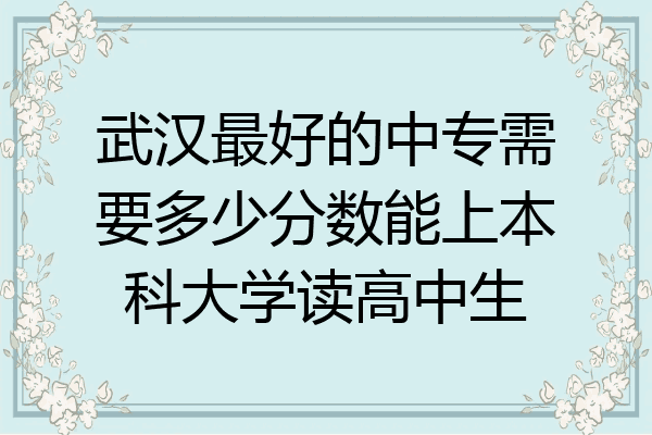武汉最好的中专需要多少分数能上本科大学读高中生