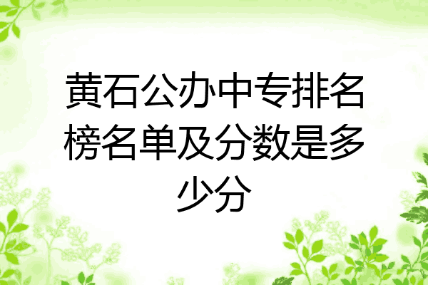黄石公办中专排名榜名单及分数是多少分