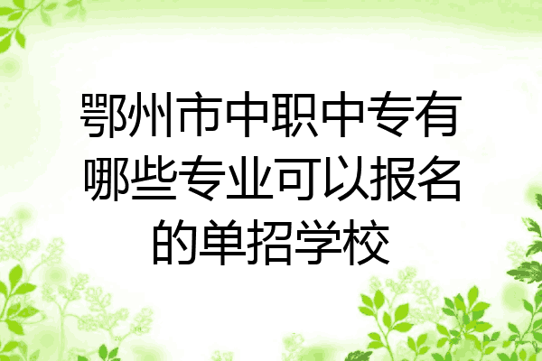 鄂州市中职中专有哪些专业可以报名的单招学校