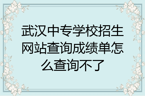 武汉中专学校招生网站查询成绩单怎么查询不了