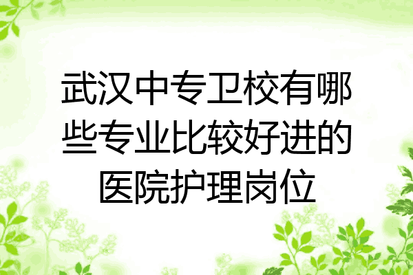 武汉中专卫校有哪些专业比较好进的医院护理岗位