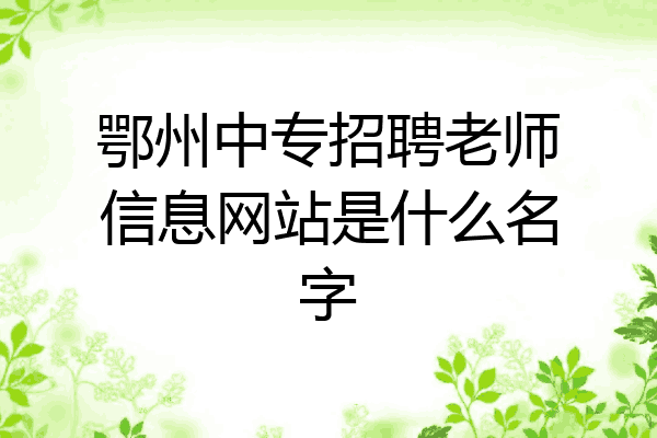 鄂州中专招聘老师信息网站是什么名字