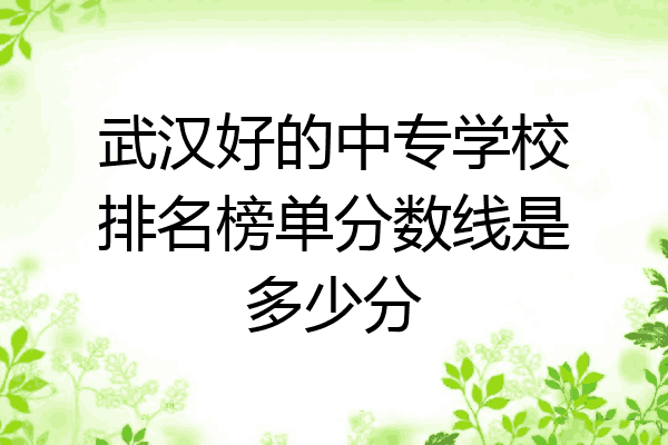 武汉好的中专学校排名榜单分数线是多少分
