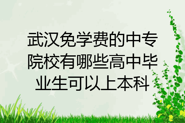 武汉免学费的中专院校有哪些高中毕业生可以上本科