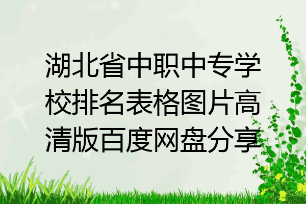 湖北省中职中专学校排名表格图片高清版百度网盘分享