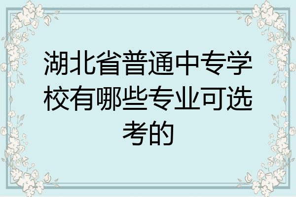 湖北省普通中专学校有哪些专业可选考的
