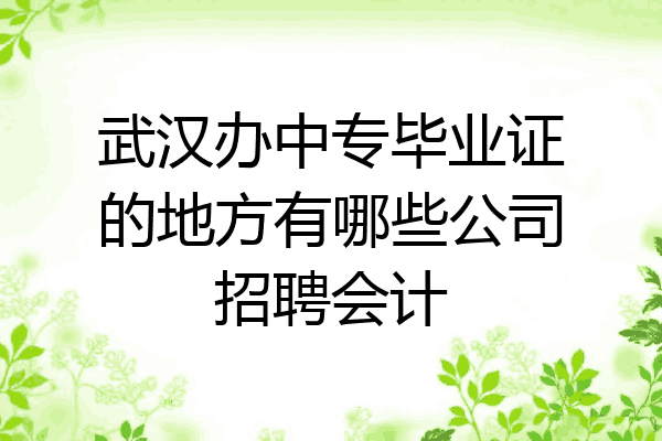 武汉办中专毕业证的地方有哪些公司招聘会计