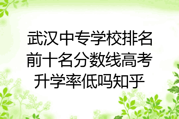 武汉中专学校排名前十名分数线高考升学率低吗知乎